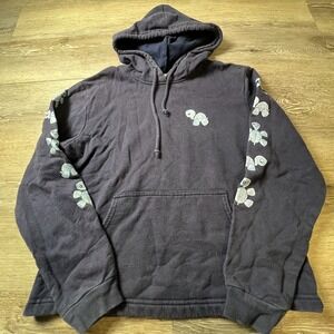 Y2K Blue Turtle Self Esteem Hoodie Womens L Navy Glitter Graphic Sleeve Print